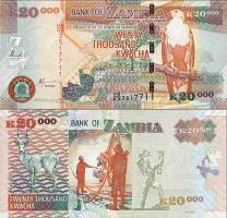 *20 000 Kwacha Zambia 2003-2012 P47 UNC - Kliknutím na obrázok zatvorte -